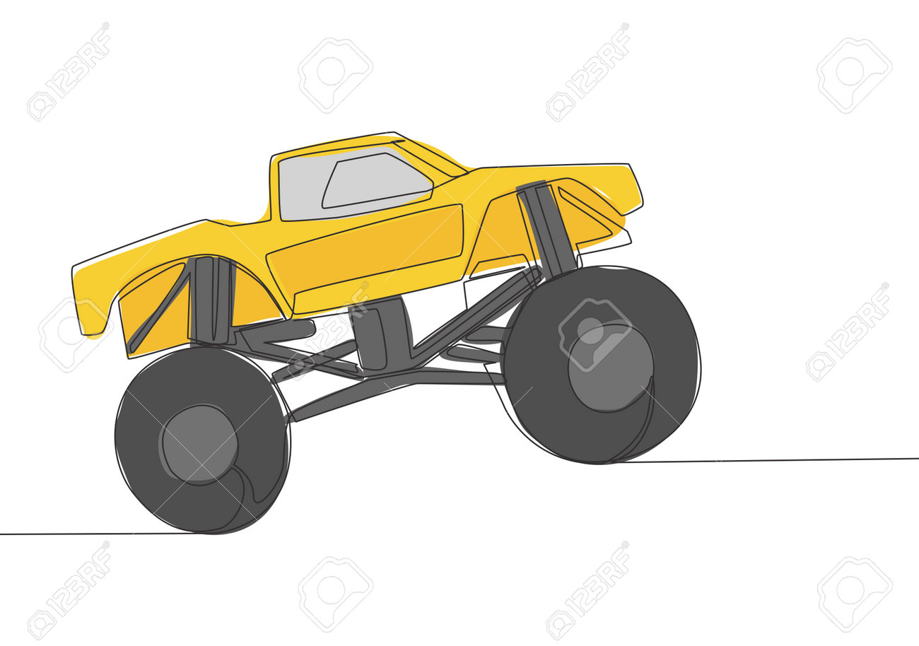 Single Line Drawing Of 4x4 Wheel Steering Monster Truck Car For Competition  And Tournament. Adventure Offroad Vehicle Transportation Concept. One  Continuous Line Draw Design Royalty Free SVG, Cliparts, Vectors, and Stock  Illustration., image size:1300x914