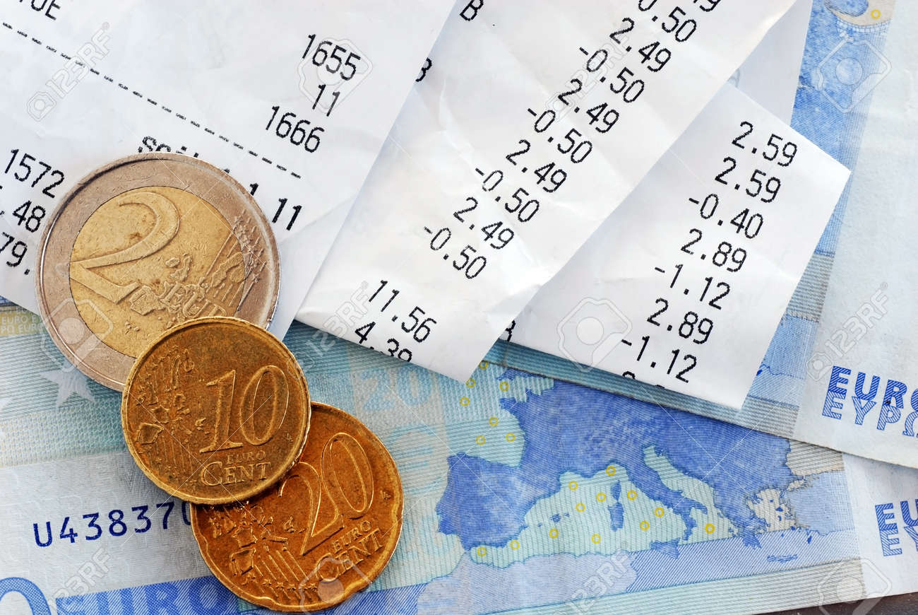 closeup of bills and euro banknotes and coins macro - 11932345 closeup of bills and euro banknotes and coins macro - 11932345