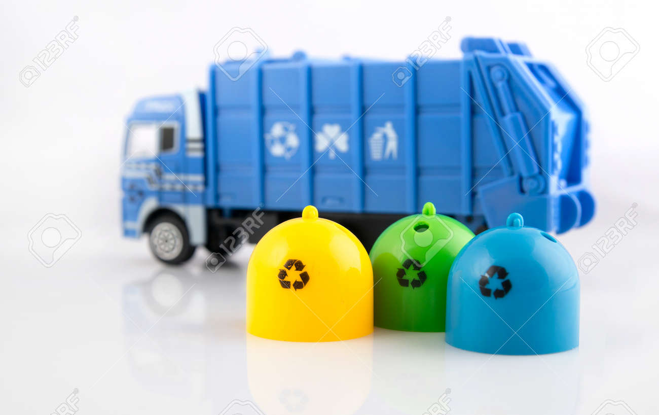 garbage truck toy with bins