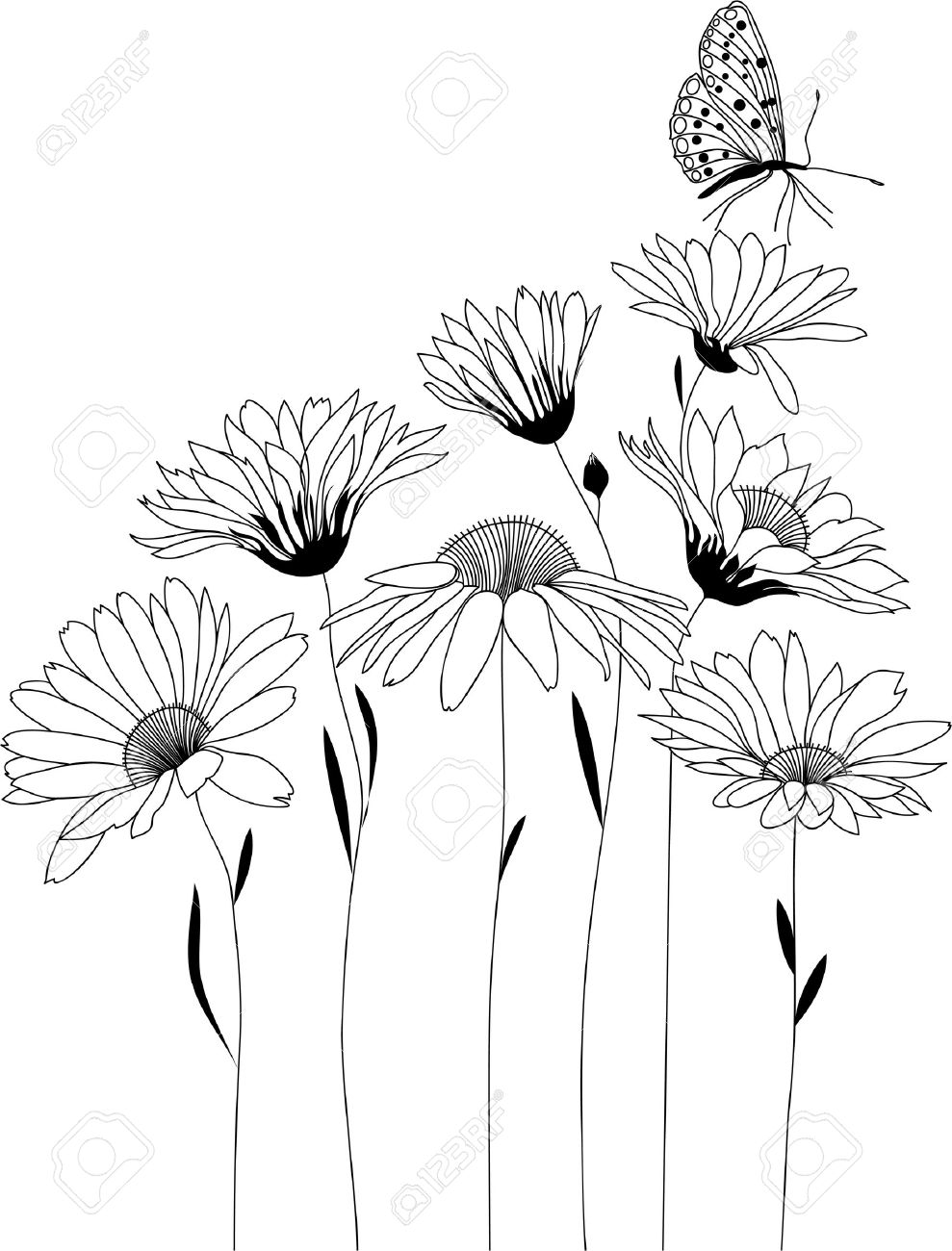 Conception Florale Bouquet De Fleurs Stylisées Illustration Vectorielle