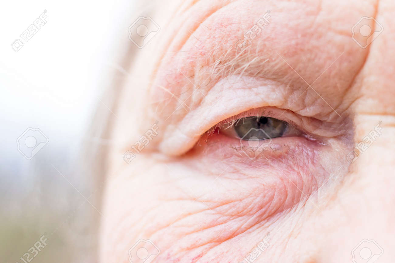 Close-up. Woman aged. Eye in the center of the frame. The pupil has soft focus, the concept of poor eyesight, everything is blurry. - 138706382 Close-up. Woman aged. Eye in the center of the frame. The pupil has soft focus, the concept of poor eyesight, everything is blurry. - 138706382