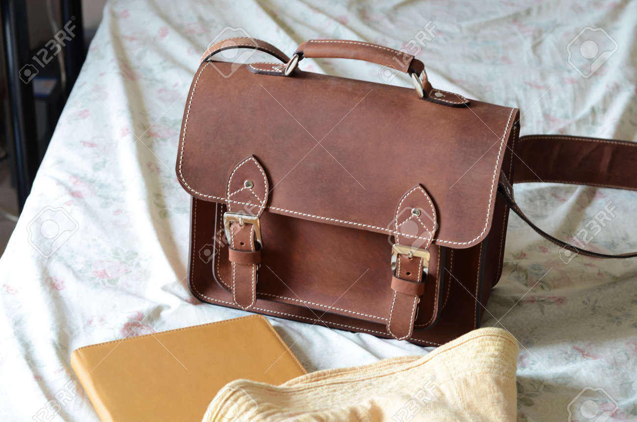 leather briefcase with strap