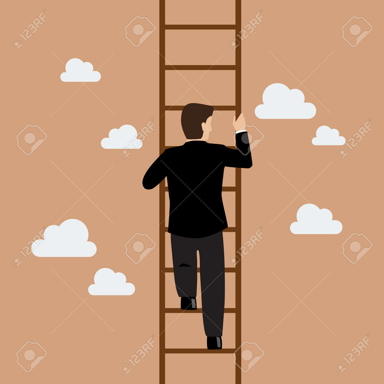 Businessman Climbing The Ladder Business Concept Royalty Free