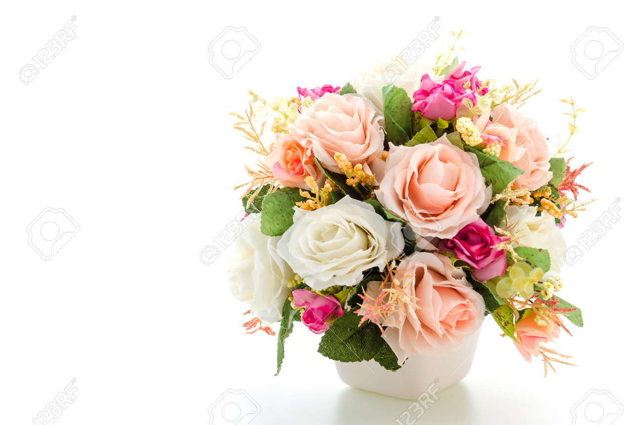花束の花は白で隔離 の写真素材 画像素材 Image