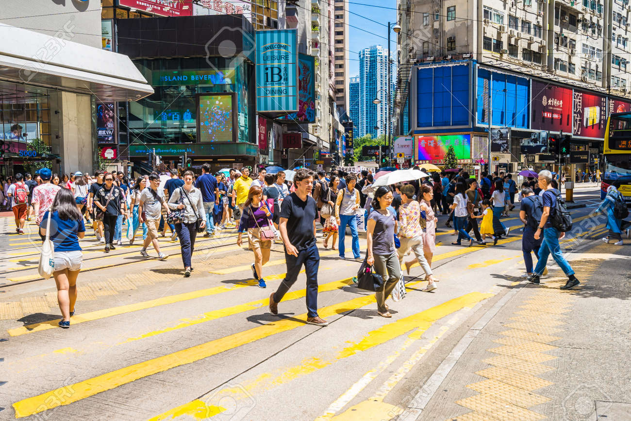 Hong kong, China - 15 Sep, 2018 : Beautiful architecture and building with a lot of people and traffic in hong kong around causeway bay area - 131497814 Hong kong, China - 15 Sep, 2018 : Beautiful architecture and building with a lot of people and traffic in hong kong around causeway bay area - 131497814