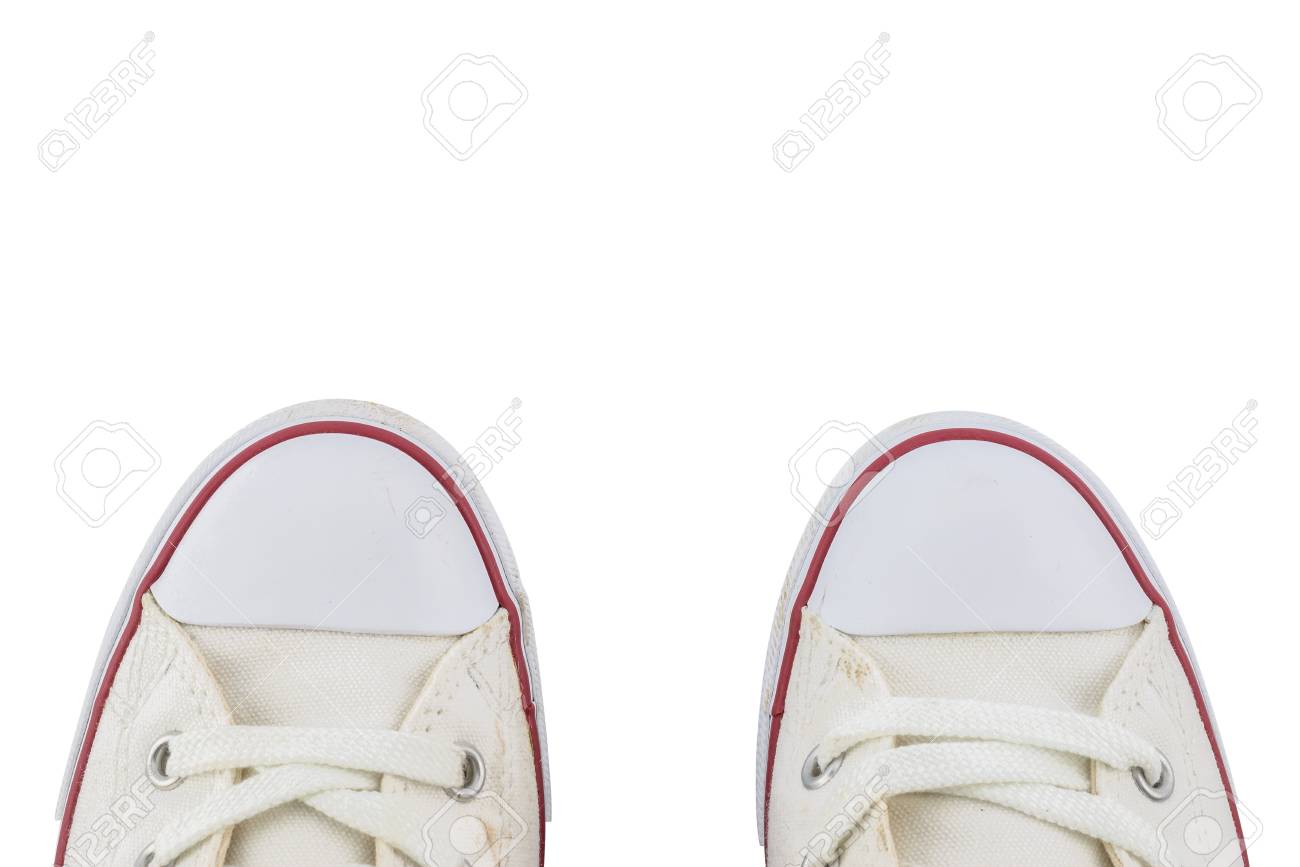 白いズックの靴クリッピング パスと白い背景で隔離 靴の頭でクローズ アップ の写真素材 画像素材 Image 2447