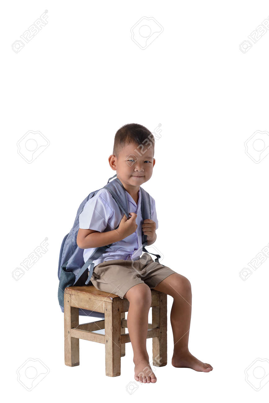 wallpapers Boy Sitting On Chair Back View asian country boy in school uniform