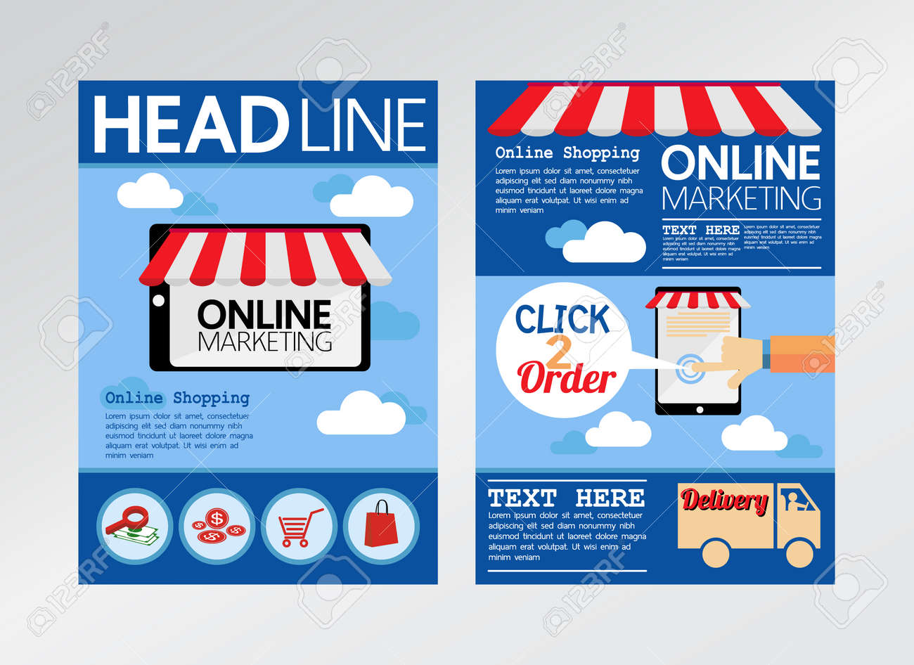 e commerce online marketing magazine cover flyer brochure templatea4