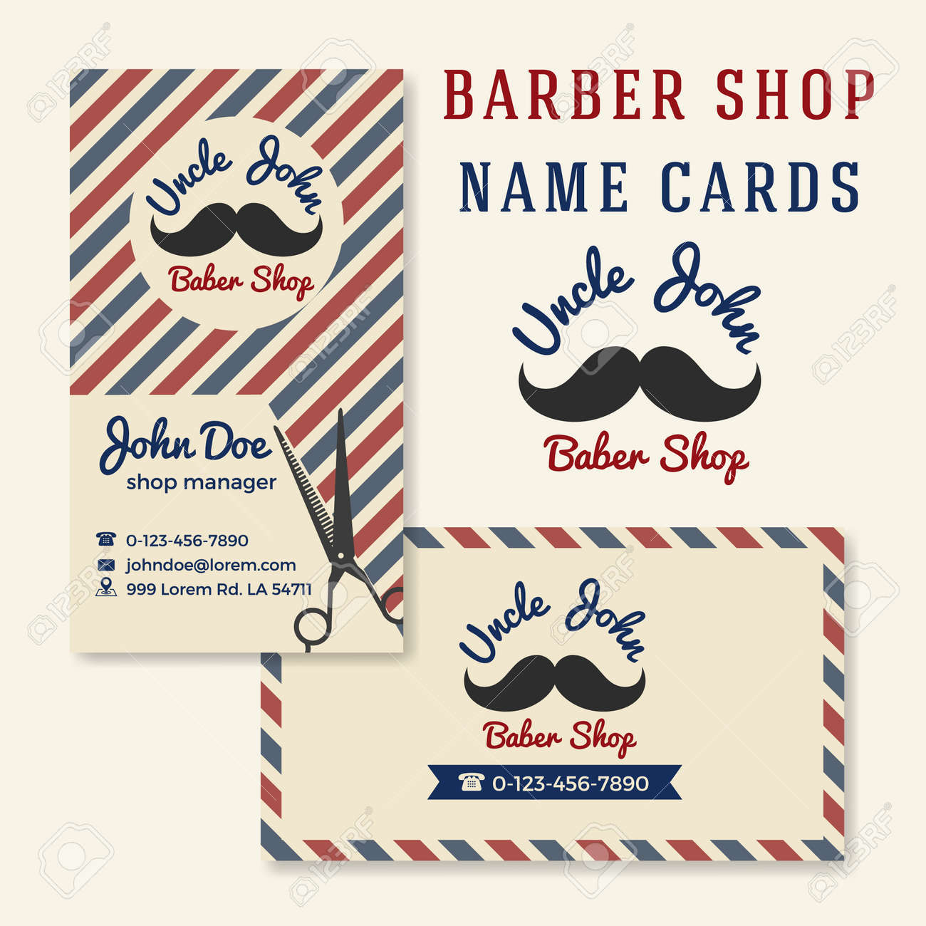 vintage barber shop business name card template royalty free