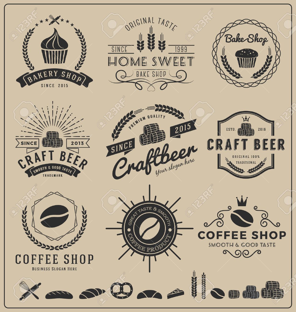 焼く店 クラフト ビール コーヒー ショップのロゴとブランディングの記章 ラベル 製品包装 凸版と他デザイン ベクトル イラスト フリー フォント使用のセット のイラスト素材 ベクタ Image 焼く店 クラフト ビール コーヒー ショップのロゴとブランディングの記章 ラベル 製品包装 凸版と他デザイン ベクトル イラスト フリー フォント使用のセット のイラスト素材 ベクタ Image