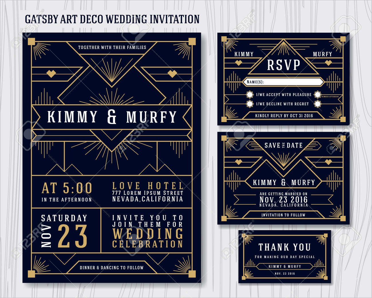 Grande Invitation De Mariage Gatsby Art Deco Template Design