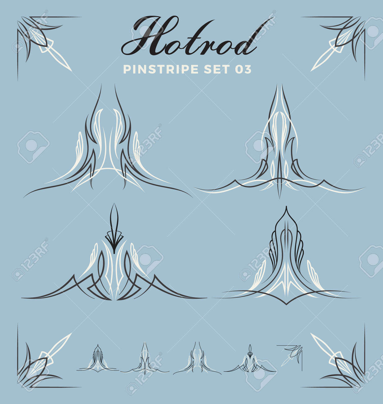 Set of vintage pinstripe line art. include un-expand path. use for vinyl sticker, painting template, tattoo. Vector illustration - 46196817 Set of vintage pinstripe line art. include un-expand path. use for vinyl sticker, painting template, tattoo. Vector illustration - 46196817