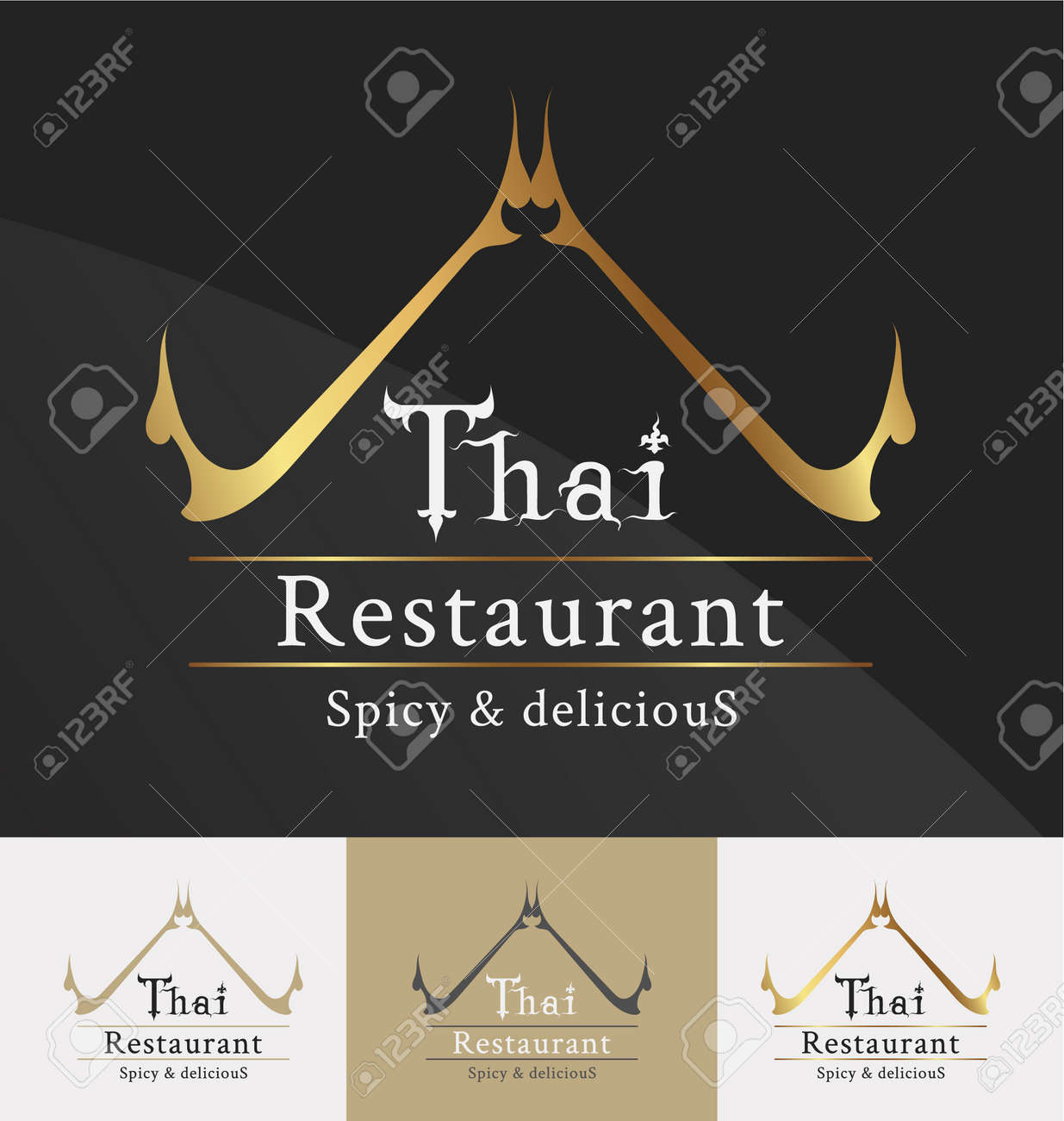 Thai restaurant logo template design. Thai art decoration element. Vector illustration - 46956844 Thai restaurant logo template design. Thai art decoration element. Vector illustration - 46956844