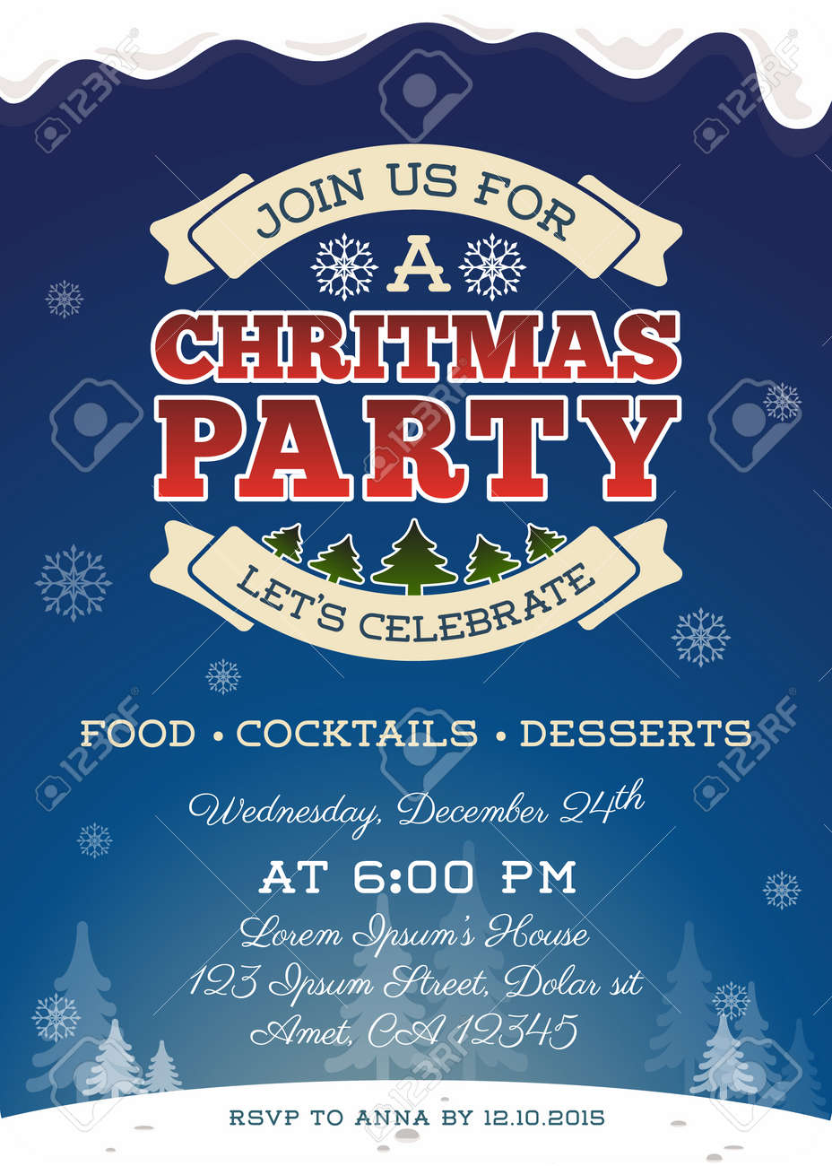 christmas party invitation template design cute christmas