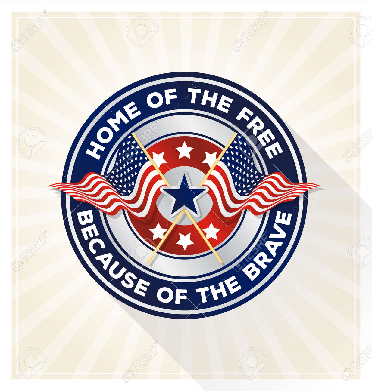 Memorial day badge concept. USA patriotic shield symbol with text “Home of the free because of the brave”. Vector illustration - 58416825 Memorial day badge concept. USA patriotic shield symbol with text “Home of the free because of the brave”. Vector illustration - 58416825