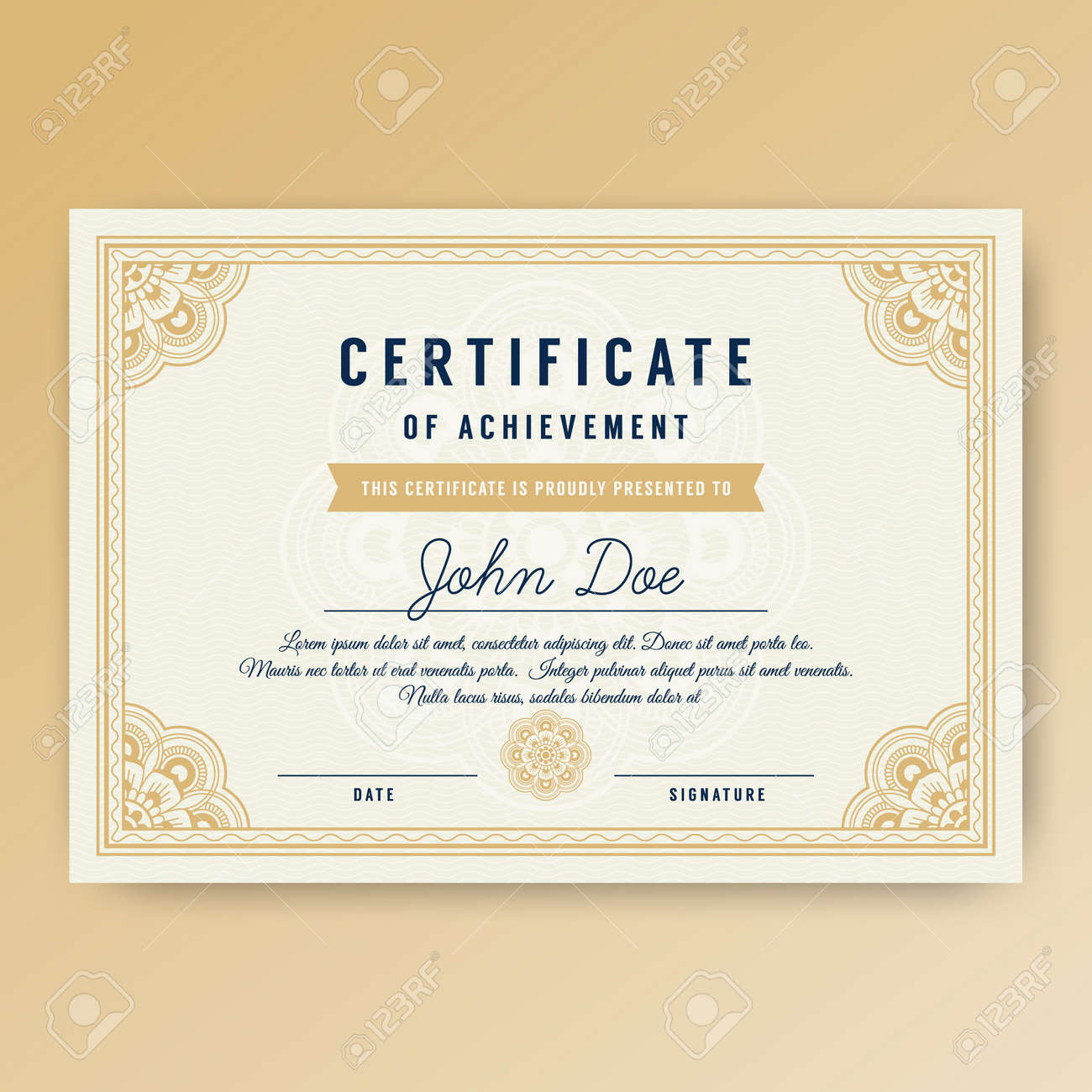 elegant certificate of achievement with ornaments a4 size with