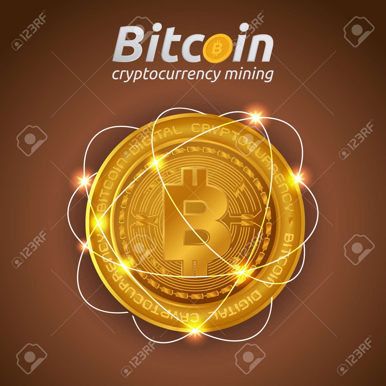 Golden Bitcoin In Shining Light Effect On Dark Background. Blockchain  Technology For Cryptocurrency. Letter B Coins Vector Illustration Royalty  Free SVG, Cliparts, Vectors, and Stock Illustration. Image 95069102.