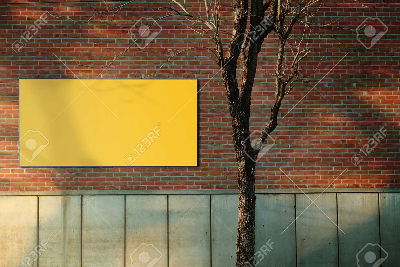 Download Blank Board For Mockup Empty Horizontal Poster On The Brick Stock Photo Picture And Royalty Free Image Image 148637969