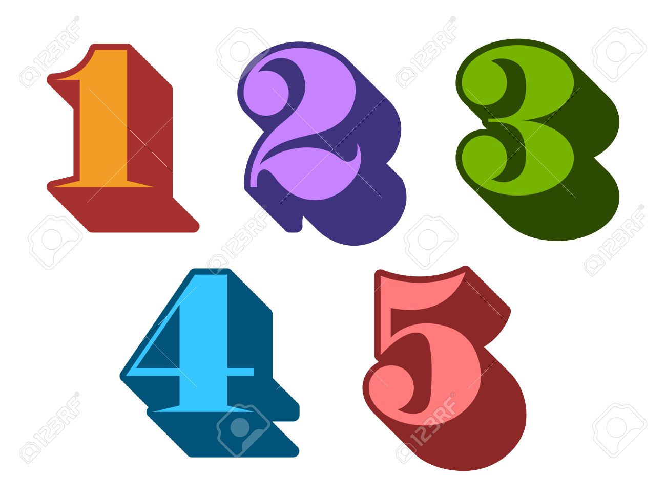 Cyphers Coloridos Numeros Serif En Mayusculas Tridimensional Con 1 2 3 4 5 Representan Ilustracion Vectorial Tipografico Fotos Retratos Imagenes Y Fotografia De Archivo Libres De Derecho Image
