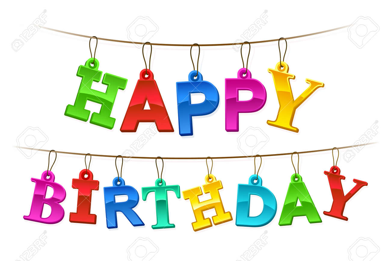 rainbow colored happy birthday hanging banner with letters designed colorful happy birthday banner