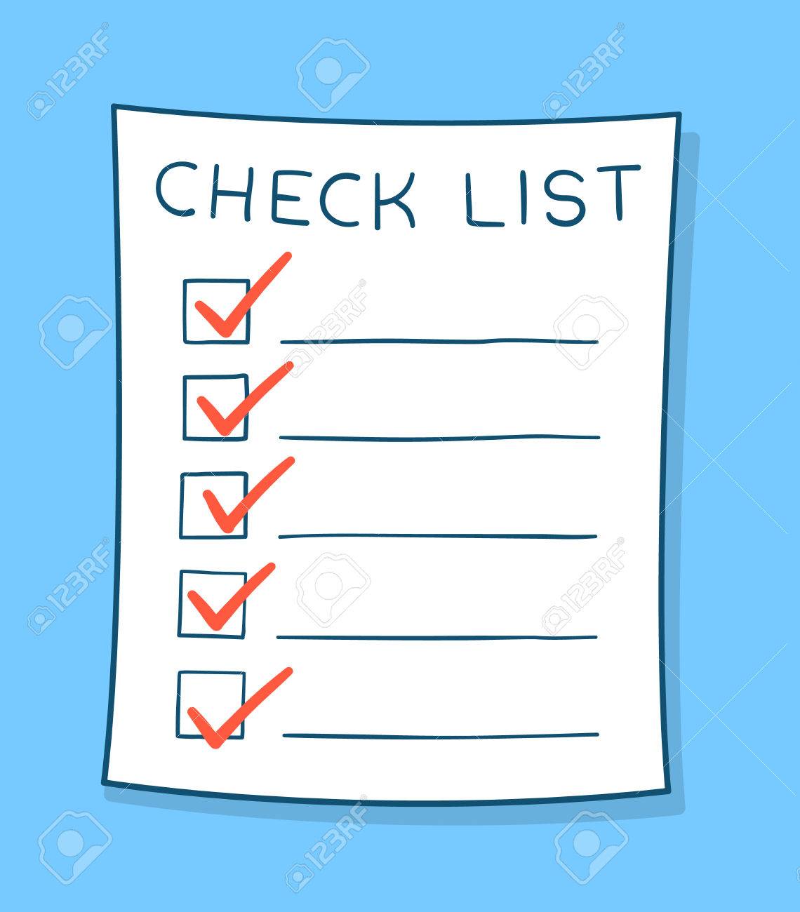 cartoon checklist with red