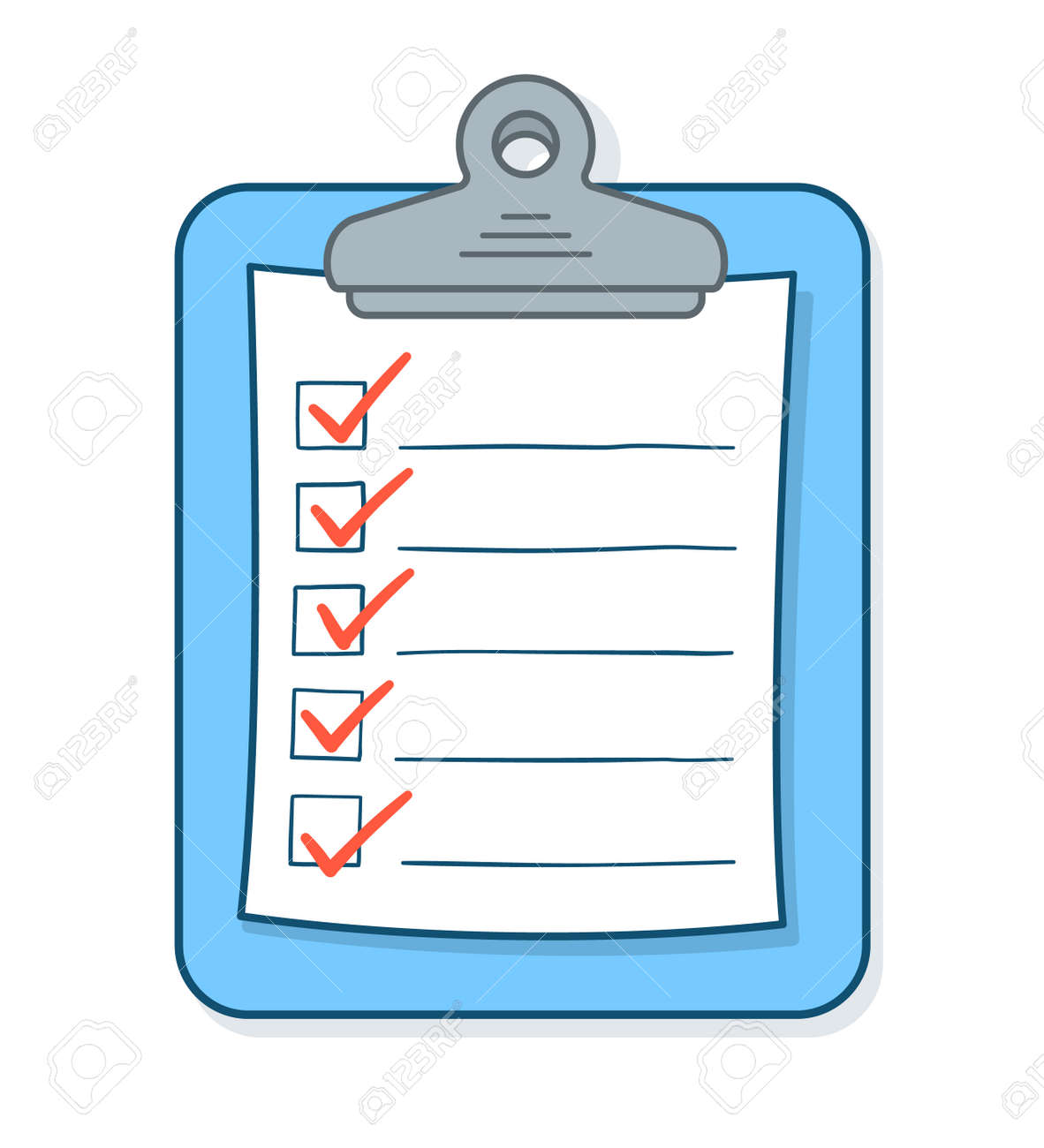 cartoon checklist with red