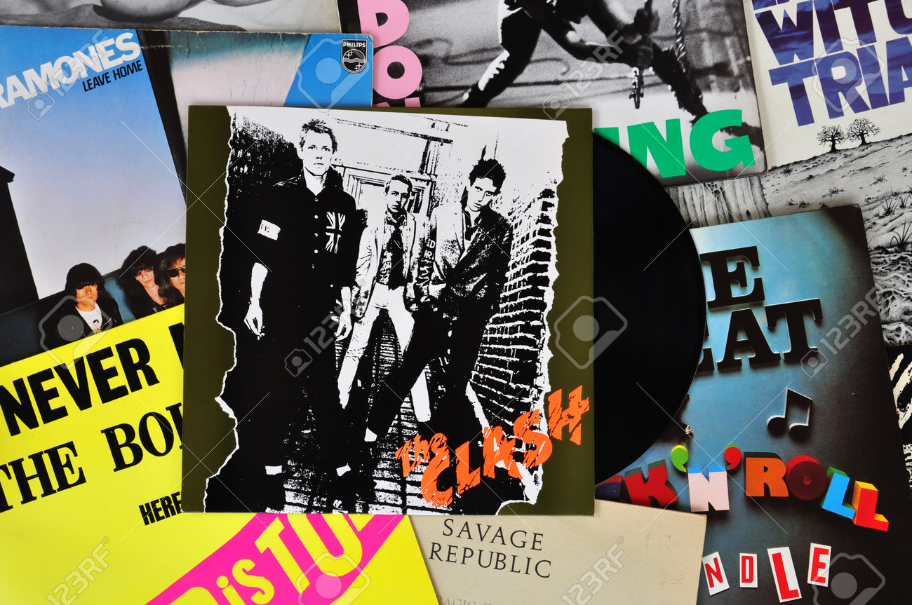 Athens Greece March 6 2014 Vinyl Records Of Punk Rock Bands