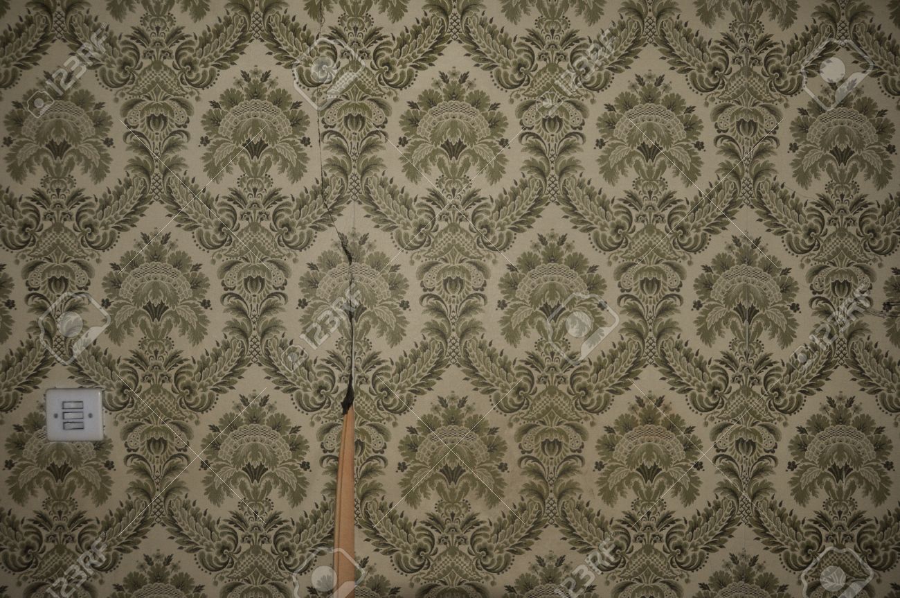 Vintage Torn Wallpaper Pattern And Light Switch On Abandoned House Wall.  Abstract Retro Background. Stock Photo, Picture and Royalty Free Image.  Image 40698722., image size:1300x863