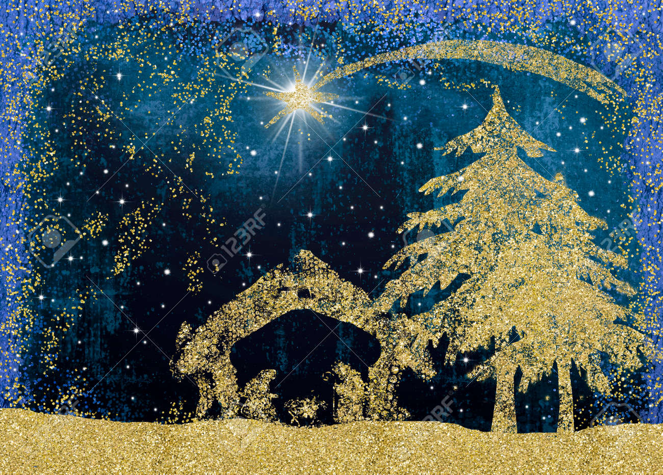 Cartolina Natale Biglietto D'auguri Per Il Presepe Di Natale, Scena Della  Sacra Famiglia Illustrazione Vettoriale Nascita Di Cristo Con La Preghiera  Di Gesu Bambino Maria E Giuseppe E Stella Di Betlemme Image385343352, image size:1300x932