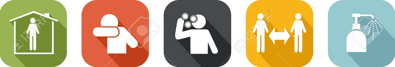 Icons of barrier gestures to protect against the Covid-19 virus - 146581877 Icons of barrier gestures to protect against the Covid-19 virus - 146581877