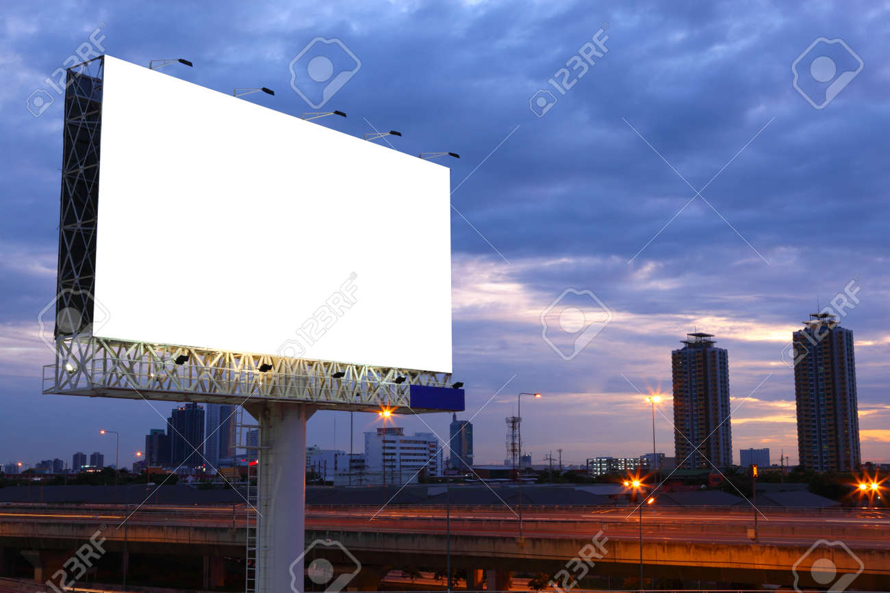 Blank billboard for advertisement at twilight - 44120796 Blank billboard for advertisement at twilight - 44120796