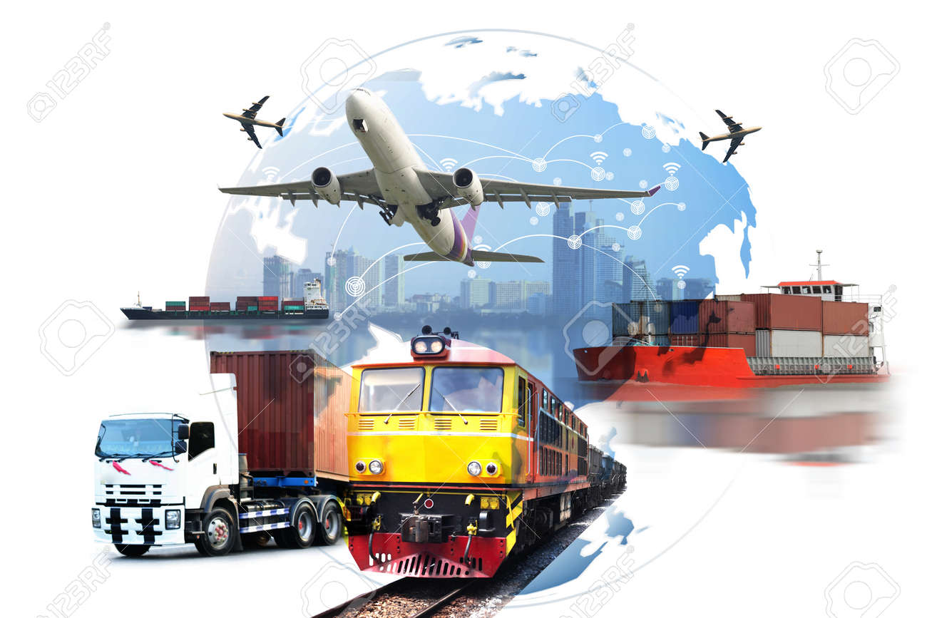 Global business of Container Cargo freight train for logistic import export, Business logistics concept , Air cargo trucking , rail transportation , maritime shipping , On-time delivery - 81157978 Global business of Container Cargo freight train for logistic import export, Business logistics concept , Air cargo trucking , rail transportation , maritime shipping , On-time delivery - 81157978