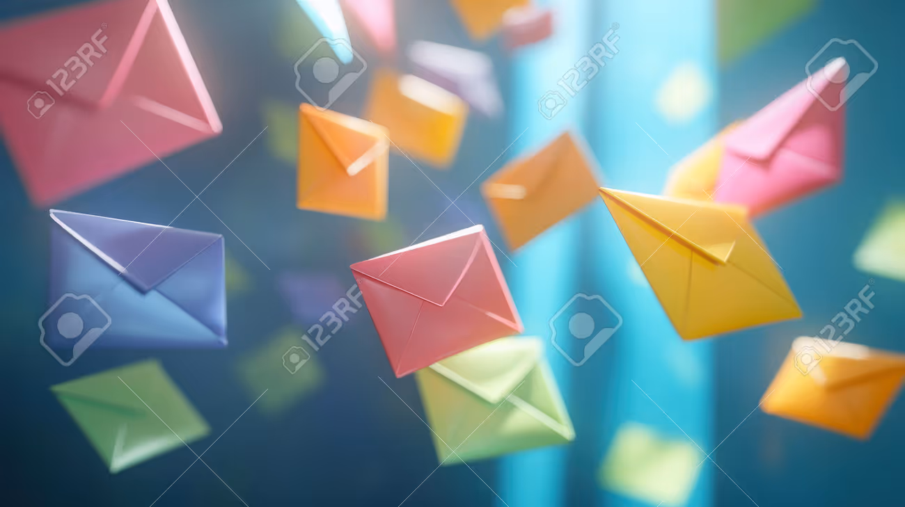 Marketing and business ideas through email, email or newsletter. email marketing or newsletter concept, sending e-mails bright colors - 254140658