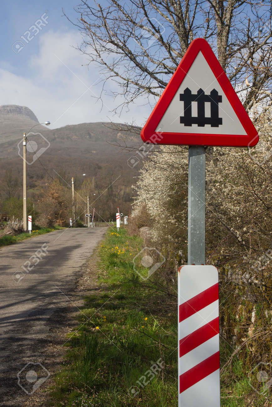 Traffic Signs And Barriers Level Crossing Road Crossing Via Rail And Road With Street Lamps In Mountain Area Stock Photo Picture And Royalty Free Image Image Traffic Signs And Barriers Level Crossing Road Crossing Via Rail And Road With Street Lamps In Mountain Area Stock Photo Picture And Royalty Free Image Image