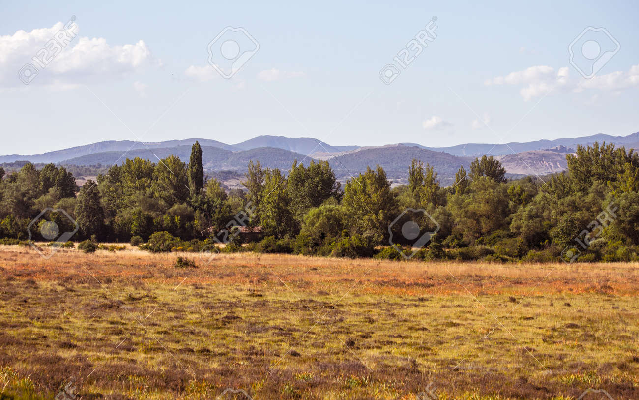 Overview Mountain Landscape In Summer Field With Flat Land Stock Photo Picture And Royalty Free Image Image 48019796