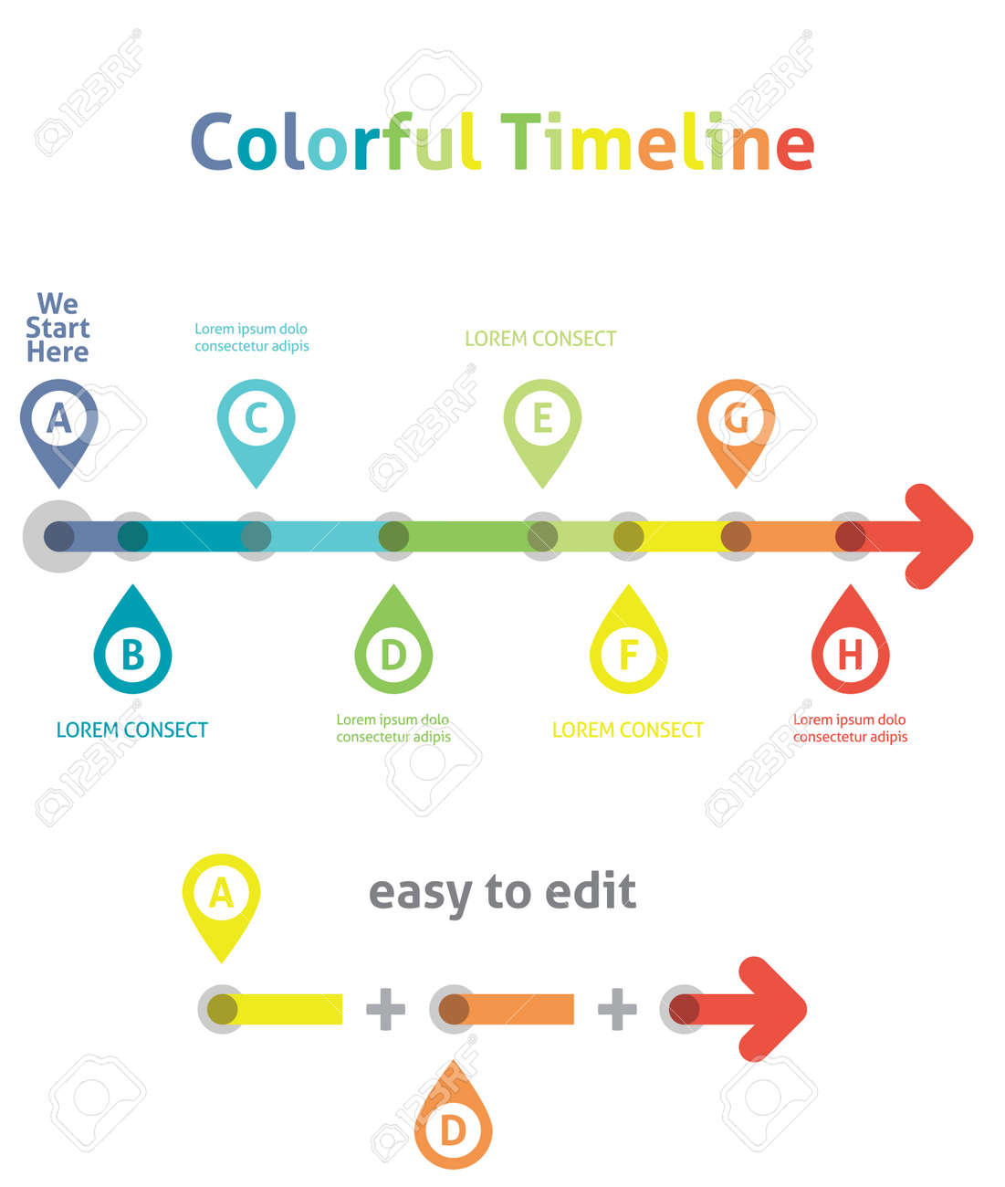 colorful timeline infographic template easy to edit royalty free
