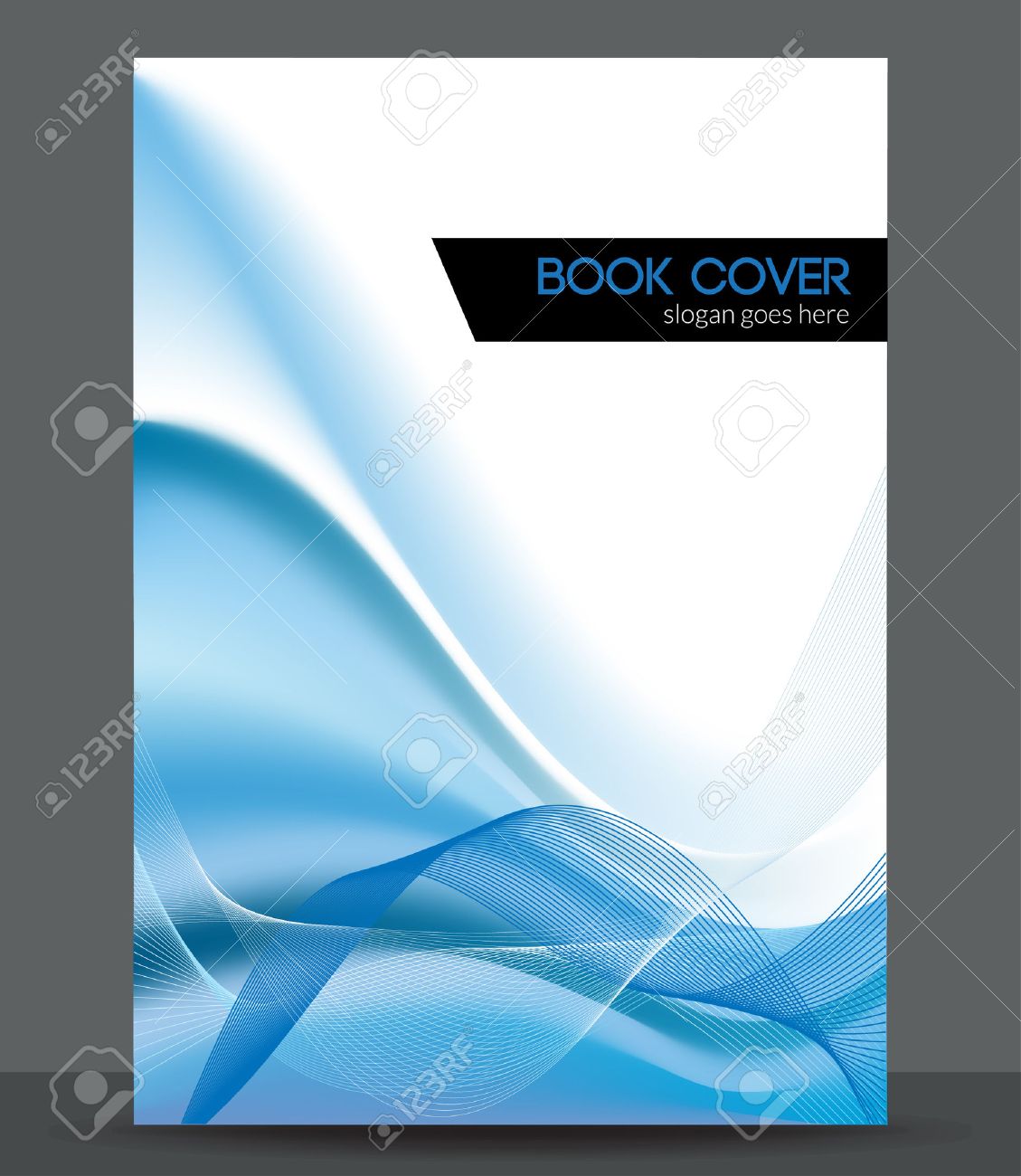 blue wave brochure booklet cover design template royalty free