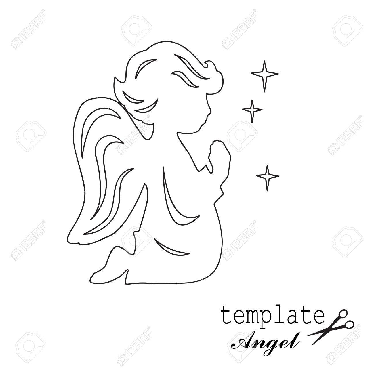 template angel for cut of laser or engraved stencil for paper wood engraving template