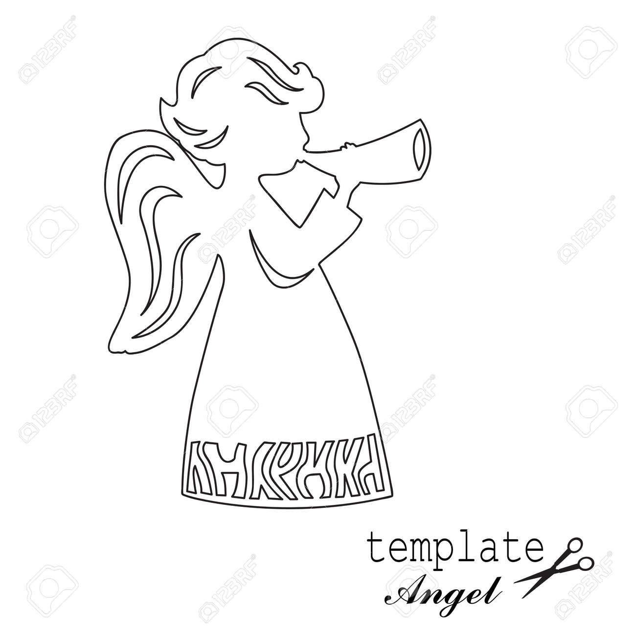 template angel for cut of laser or engraved stencil for paper wood engraving template