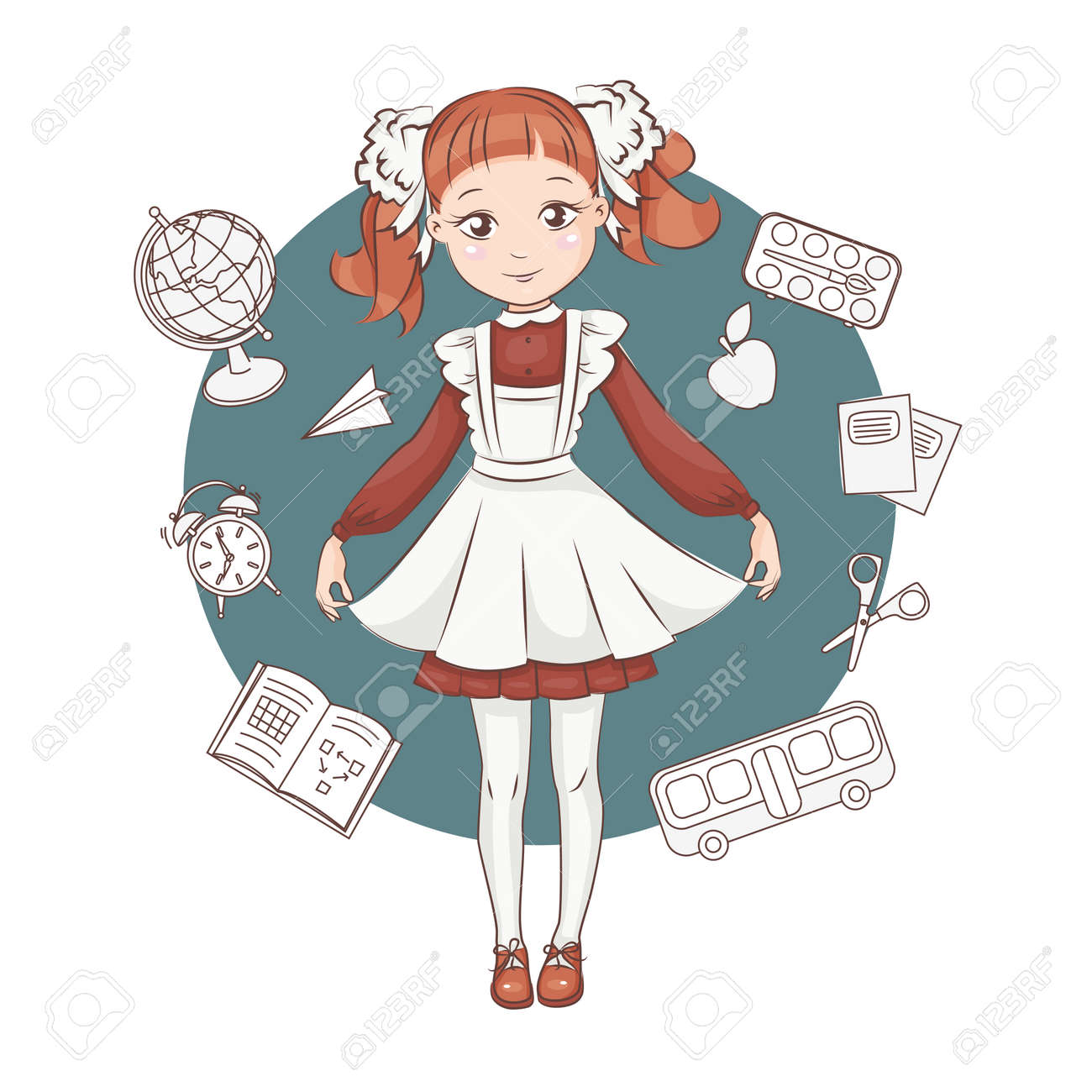 schoolgirl Russian Cute Little Schoolgirl In Russian School Uniforms. Hand Drawn Illustration  Isolated On White Background. Royalty Free SVG, Cliparts, Vectors, and  Stock Illustration. Image 79165582.