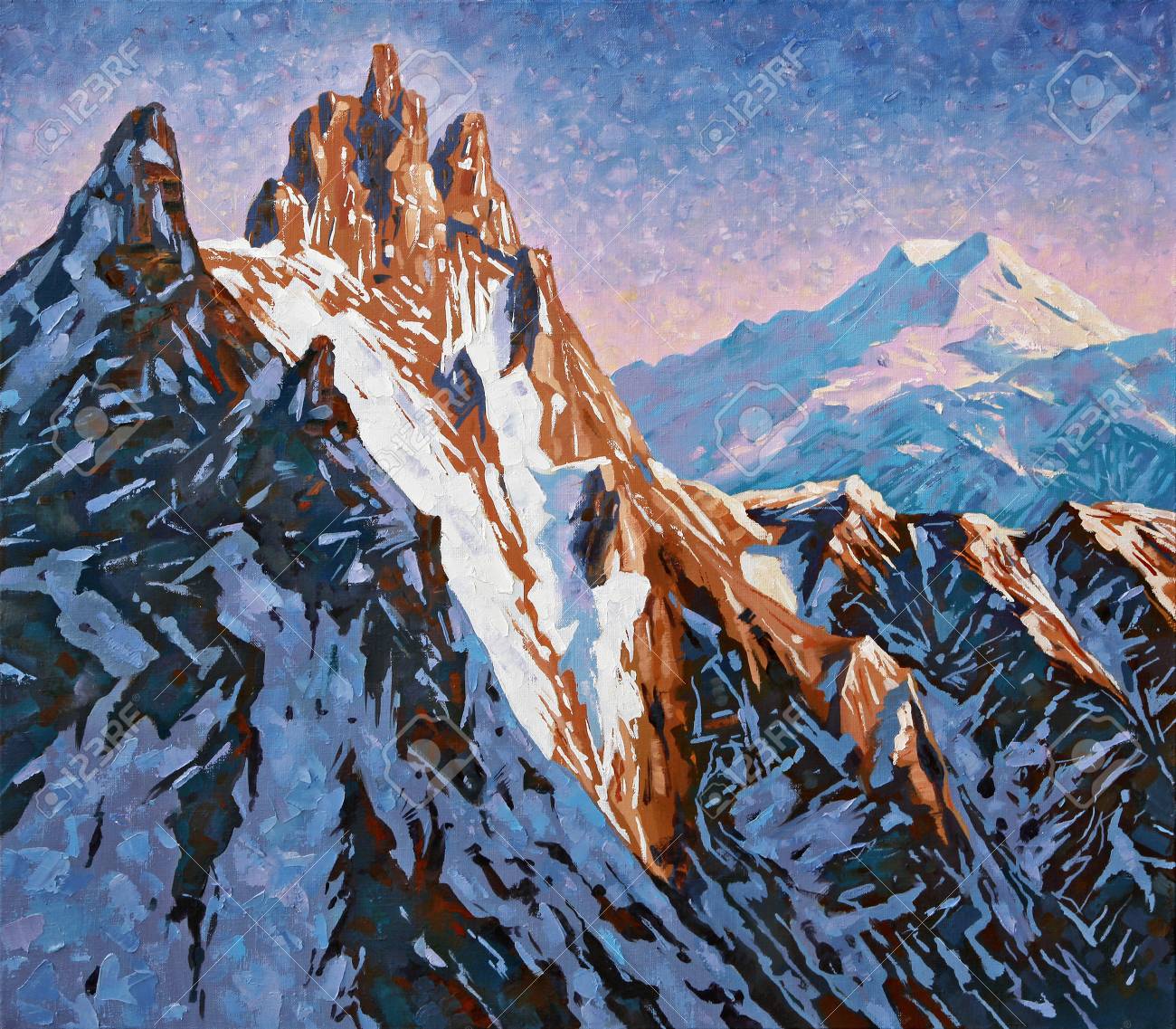 Original oil painting Mount Elbrus Impasto Landscape Original oil painting Mount Elbrus Impasto Landscape