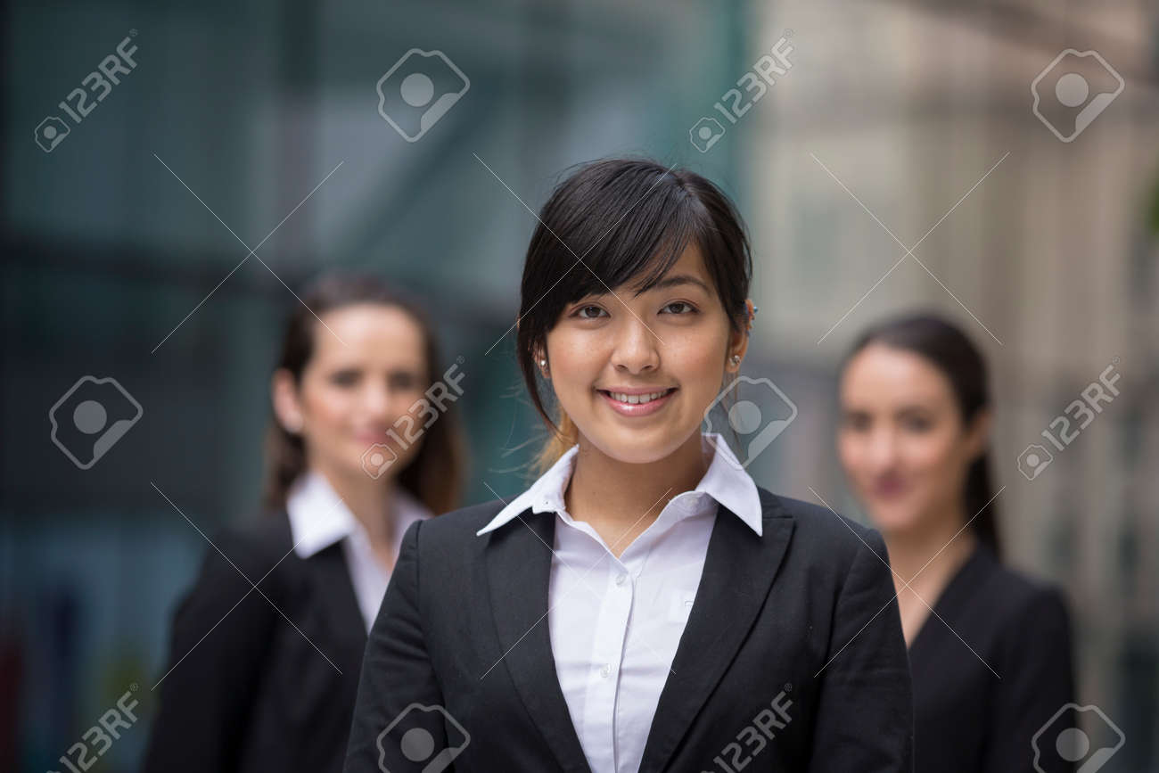 Portrait Of Three Business Women Shallow Depth Of Field Focus