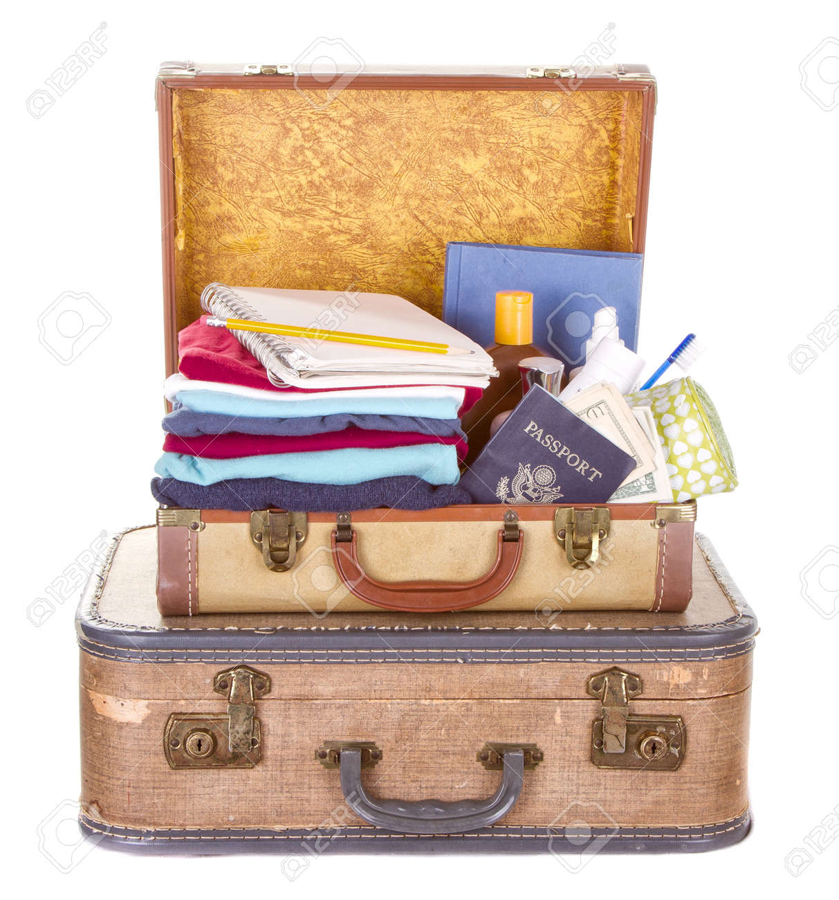 white vintage luggage