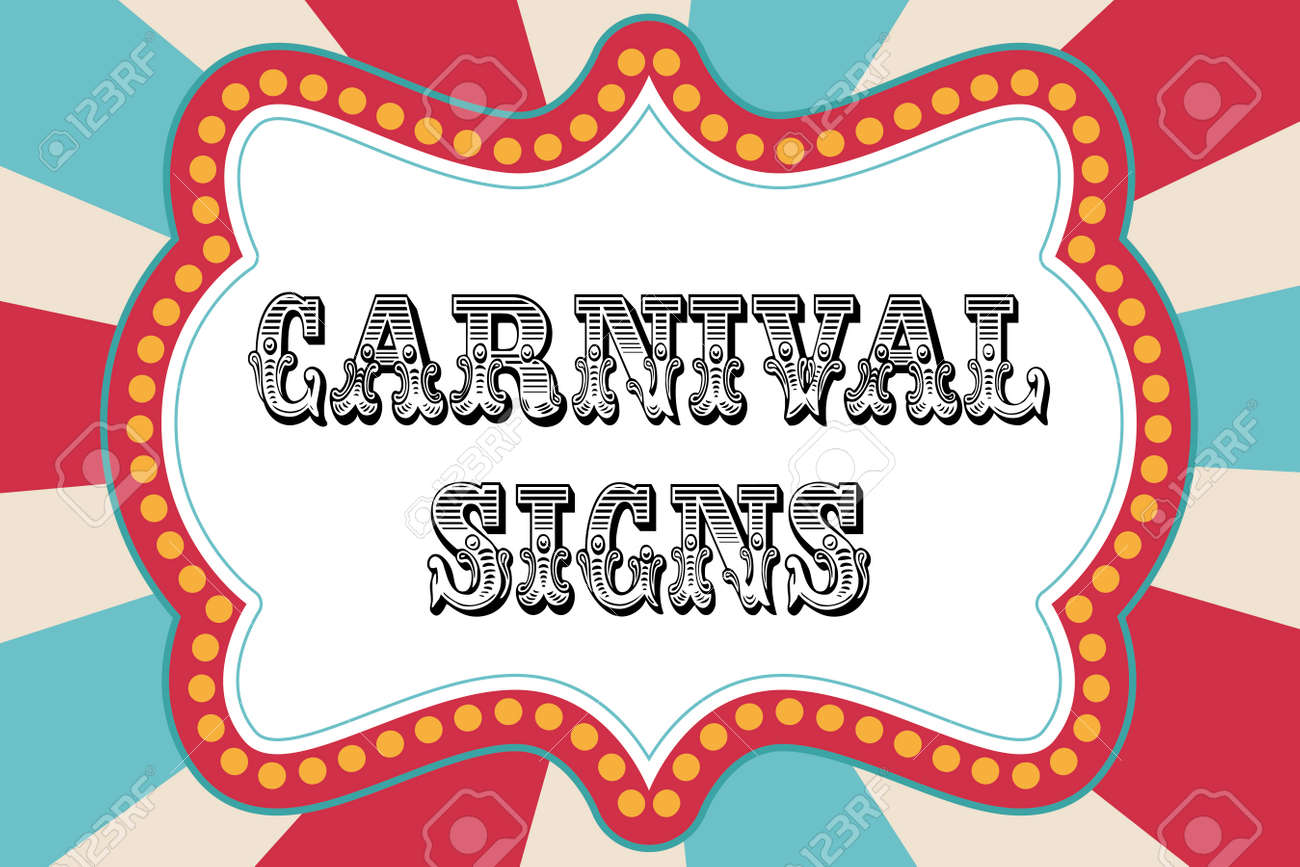 carnival sign template with red and blue royalty free cliparts