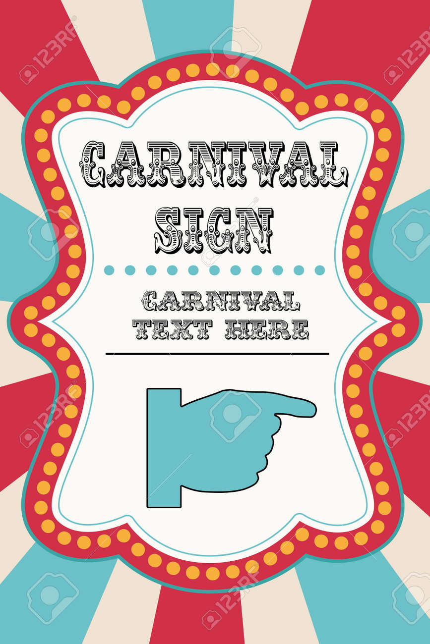 carnival sign template with pointing hand royalty free cliparts
