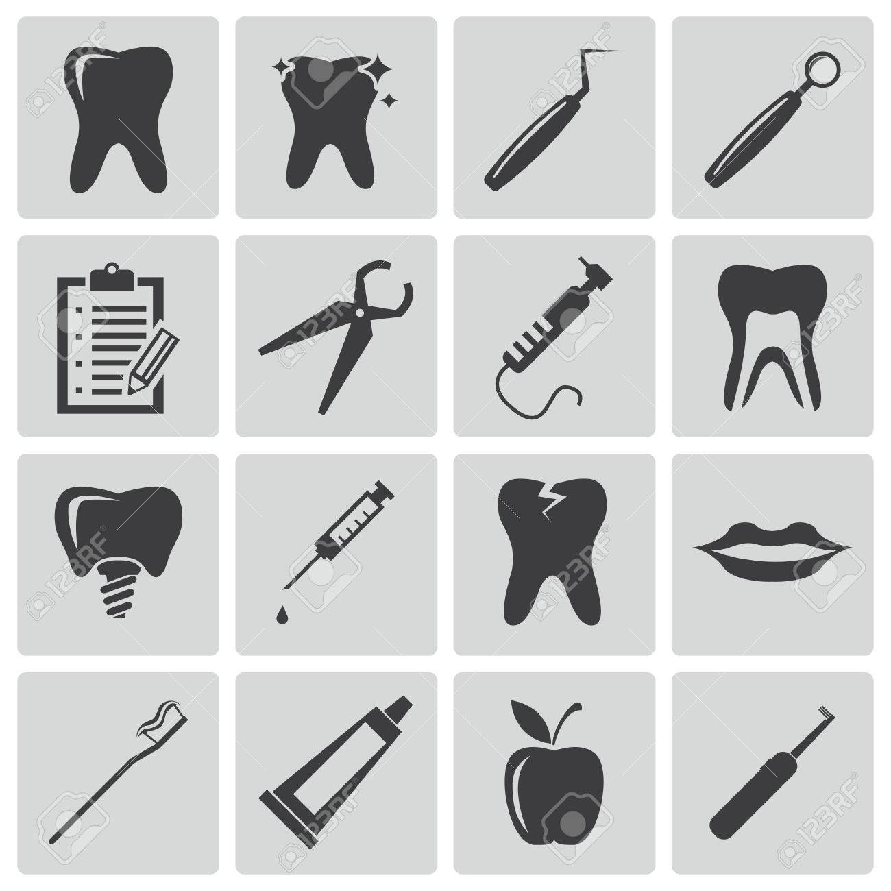 vector black dental icons set royalty free cliparts vectors and