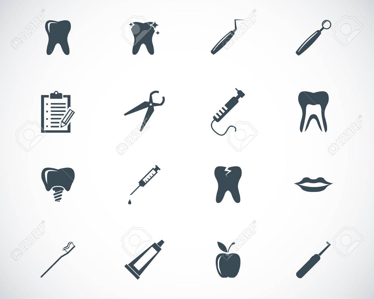 black dental icons set royalty free cliparts vectors and stock