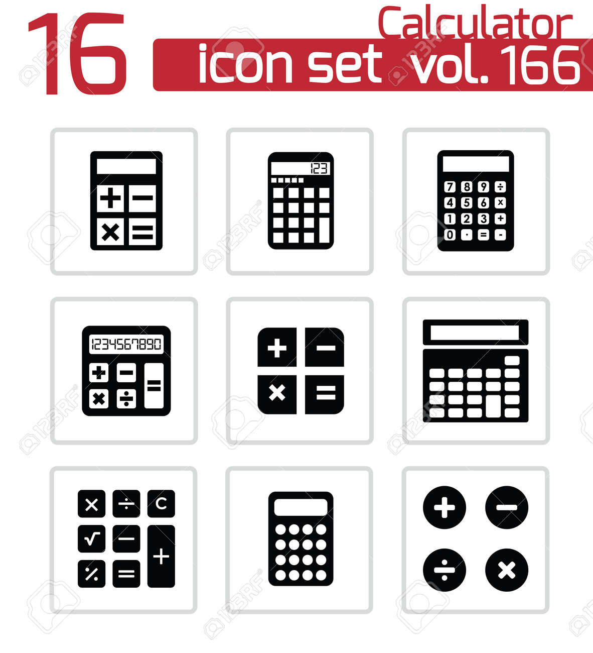 黒ベクトル計算機のアイコンを設定のイラスト素材 ベクタ Image