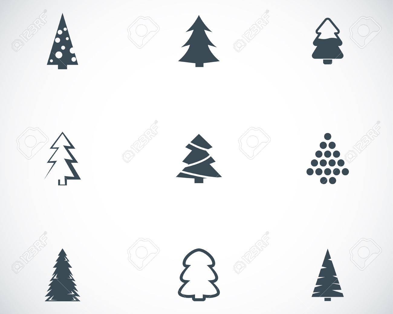 白い背景の上ベクトル黒のクリスマス ツリーのアイコンを設定します のイラスト素材 ベクタ Image