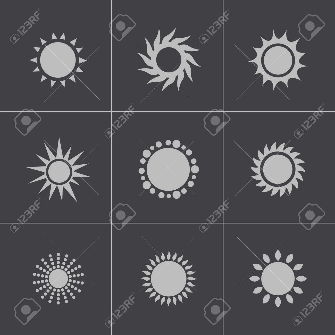ベクトル黒い太陽のアイコンを設定のイラスト素材 ベクタ Image ベクトル黒い太陽のアイコンを設定のイラスト素材 ベクタ Image